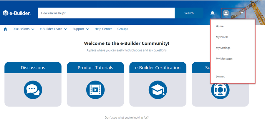 eB Community Username Menu